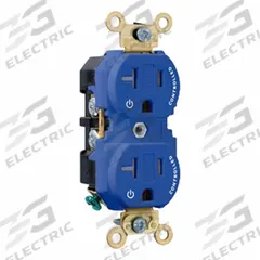 LEVITON Single Receptacle/Outlet: Duplex, 5-20, Blue, 125V AC, 20 A, 2 Pole / 3 Wire (MPN 5362-2PB)