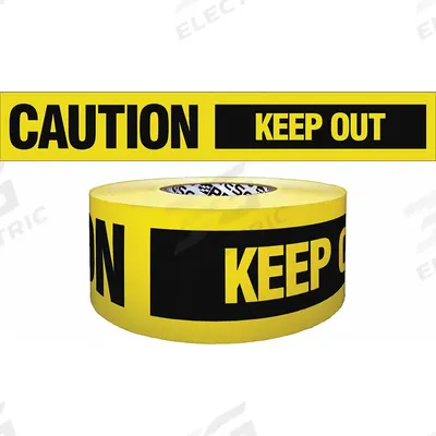 APPROVED VENDOR Barricade Tape: 200 ft Lg, 3 in Wd, Caution Keep Out Legend - Specific Caution Messaging Barrier Tape