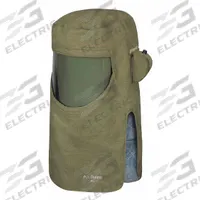NATIONAL SAFETY APPAREL Arc Flash Hood: 4 PPE CAT, 40 cal/sq cm ATPV, RevoLite™ ( 11.2 oz ), Green (MPN H65NPQHFANPV-NR). Key specifications — Size: Universal; Garment Material: RevoLite™; Brand: NATIONAL SAFETY APPAREL; Hood Window Type: Face Shield Fitted; Ventilated: Yes; Ventilation Type: Fan; Color: Green; Features: Fans are Powered By 9-Volt Batteries.