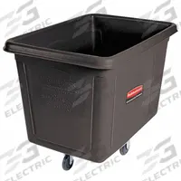 RUBBERMAID COMMERCIAL PRODUCTS Cube Truck: 20 cu ft, 600 lb, 48 in L x 34 1/8 in W x 36 1/2 in H (MPN FG461900BLA). Key specifications — Manufacturer Part Number: FG461900BLA; Brand: RUBBERMAID COMMERCIAL PRODUCTS; Caster/Wheel Configuration: (2) Swivel; Color: Black.