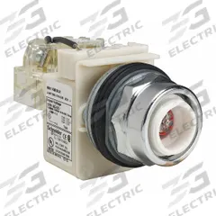 SCHNEIDER ELECTRIC Pilot Light: 30 mm Panel Mounting Size, No Lens Included, LED, 9001K Series (MPN 9001KT38LR). Key specifications — Lens Color: No Lens Included; Series: 9001K; Brand: SCHNEIDER; Includes Push-To-Test: Push-To-Test Included.