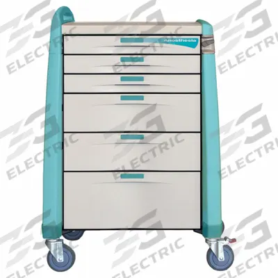 CAPSA HEALTHCARE Anesthesia Cart: Polymer, (1) Swivel with Brake/(3) Swivel, Green - Medical Procedure Carts