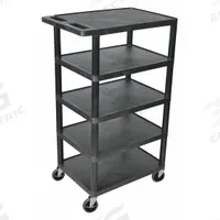 APPROVED VENDOR Utility Cart: 300 lb, 5 Shelves, 24 in L x 18 in W Self, Black, Flat (MPN BC50-B). Key specifications — Shelf Color: Black; Brand: APPROVED VENDOR; Caster/Wheel Configuration: (2) Swivel with Brake.