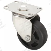 APPROVED VENDOR Plate Caster: Swivel, No Brake, Nylon, 4 in Wheel Dia., 1 1/4 in Wheel Wd, Slot (MPN P12SX-HNG040G-12). Key specifications — Brand: APPROVED VENDOR; Wheel/Tread Color: Black; Roll Up: Swivel.