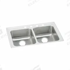 JUST MANUFACTURING Bowl Drop-In Sink: 37 in Overall Lg, 22 in Overall Wd, 4 1/2 in Bowl Dp, 2 Bowls (MPN DLADA2237A452-J). Key specifications — Brand: JUST MANUFACTURING; Color Family: Silver/Gray.