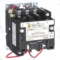 SQUARE D NEMA Magnetic Contactor: Non-Reversing, 3 Poles, NEMA Size 0, 18 A, 208V AC (MPN 8502SBO2V08). Key specifications — Brand: SQUARE D.