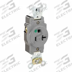 LEVITON Plugs and Receptacles: Hospital Grade, Single, 5-20R, Gray, 125V AC, 20 A, 2 Pole / 3 Wire (MPN 8310-GY)