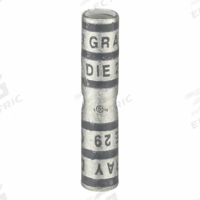 APPROVED VENDOR Open Barrel Splice: 4 AWG Wire Size, Gray Code, 1.77 in, Copper Barrel - Crimped Butt Splice Compression Connectors