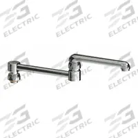 CHICAGO FAUCETS Spout: Spout, Double-Joint, Double Jointed/Swivel Spout, Brass, Polished Chrome (MPN DJ13LEOJKAB). Key specifications — Includes: Mounting Hardware; Product Type: Spout; Spout Style: Double Jointed/Swivel; Body Material: Brass; Color/Finish: Polished Chrome; Brand: CHICAGO FAUCETS.