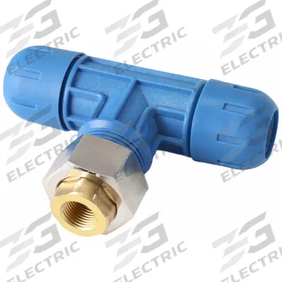 RAPIDAIR Compression Tee Fitting: 3/4 in OD x 3/4 in OD x 1/2 in OD x 1/2 in Pipe Size - Compressed Air System Nylon Compression Fittings