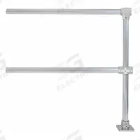 HOLLAENDER Handrail Extension: Toe Board Not Included, 5 in x 5 in, Floor Mounted Rail Mounting (MPN 50340). Key specifications — Product Type: Handrail Extension; Brand: HOLLAENDER; Color: Silver; Handrail Shape: Round; Material: Aluminum; Number of Rail Levels: 2; Rail Mounting Style: Floor Mounted.