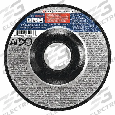 BOSCH Depressed Center Grinding Wheel: Type 27, 4 1/2" x 1/4" x 7/8", Aluminum Oxide - General Purpose Grinding Wheels for Carbon & Stainless Steel