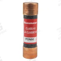 BUSSMANN Fuse: Time Delay, 50 A, 250 V AC (MPN PON50). Key specifications — Series: PON; Brand: BUSSMANN.