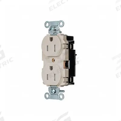 HUBBELL Receptacle: Duplex, 5-15, Light Almond, 125V AC, 15 A, 2 Pole / 3 Wire (MPN BR15STLATR) - General Purpose Receptacles