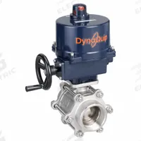 DYNAQUIP CONTROLS Electrically Actuated Two-Way Ball Valve: 3 in, Stainless Steel, 115V AC (MPN E3S2AAJE02). Key specifications — Included Mounting: ISO 5211 Actuator Mounting Pad; Brand: DYNAQUIP CONTROLS; Actuator Features: Position Indicator.