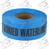 APPROVED VENDOR Non-Detectable Buried Tape: 1,000 ft Tape Lg, Blue, Polyethylene (MPN B3104B52-200). Key specifications — Message: Caution Buried Waterline Below; Material: Polyethylene.