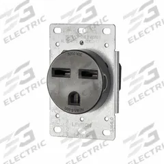 LEVITON Receptacle: Single, 6-30, Black, 250V AC, 30 A, 2 Pole / 3 Wire (MPN 5372-S00)