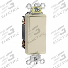 LEVITON Wall Switch: Rocker Switch, 3-Way, Maintained, Ivory, 120/277V AC, 15 A (MPN 5693-2I). Key specifications — Illuminated: Yes; Voltage Rating: 120/277V AC.