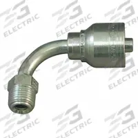 AEROQUIP Hydraulic Crimp Fitting: Steel x Steel, 90° Elbow, -8 For Hose Dash Size, Male x Genderless (MPN 1AA8MFB8). Key specifications — For Hose Dash Size: -8; Fitting Gender: Male x Genderless; Fitting Connection Type: Inverted Flare x Crimp; Thread Size: 3/4"-18; Brand: AEROQUIP.
