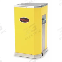 DRYROD Electrode Oven: Portable, with Handles, 120/240V AC, 50 lb Storage Capacity, Yellow (MPN 1205523). Key specifications — Color: Yellow; Brand: DRYROD; Manufacturer Part Number: 1205523; Input Voltage (Nominal): 240V.