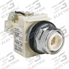 SCHNEIDER ELECTRIC Pilot Light: 30 mm Panel Mounting Size, No Lens Included, LED, 9001K Series (MPN 9001KT38LY). Key specifications — Lens Color: No Lens Included; Series: 9001K; Brand: SCHNEIDER; Includes Push-To-Test: Push-To-Test Included.