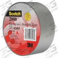 3M Electrical Tape: 2 in Wd, 50 yd Lg, 6 mil Thick, Vinyl Film, Rubber, Indoor/Outdoor, Gray, 2000. Key specifications — Series: 2000.