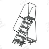 BALLYMORE Rolling Ladder: 5 ft Platform Ht, Unassembled, Steel, Wt-Actuated Step Lock, Perforated (MPN WA-AD-063214P). Key specifications — Folding: Not Foldable; Color: Gray; Brand: BALLYMORE; Handrail Configuration: Double Handrails.