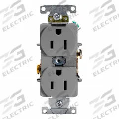 LEVITON Duplex Receptacle Outlet: Duplex, 5-15, Gray, 125V AC, 15 A, 2 Pole / 3 Wire (MPN 5252-GY)