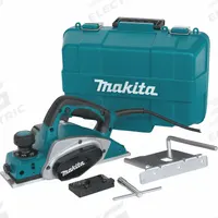 MAKITA Corded Hand Planer: Flat, 120V AC, 6.5 A, 3 1/4 in Blade Wd, 1/8 in Cutting Dp, 17,000 RPM (MPN KP0800K). Key specifications — attr216859: 120V AC; attr306455: Carbide; attr216833: MAKITA.
