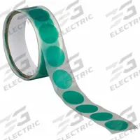 3M Film Tape: Disc, 7/8 in Dia, 3.2 mil Thick, Polyester Film, Silicone, Green, 250 PK (MPN 8992). Key specifications — Series: 8992.