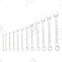 KLEIN TOOLS Combination Wrench Set: Alloy Steel, Nickel Chrome, 12 Tools, 15° Head Offset Angle (MPN 68404). Key specifications — attr309520: Nickel Chrome; attr309519: Alloy Steel; attr324929: KLEIN TOOLS; attr309512: Pouch; attr309522: No.
