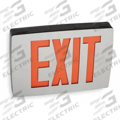 Exit Sign: LED, Black, Red, 2 Faces, Ceiling, Not Battery Powered, Without Battery Backup (MPN LQC 2 R). Key specifications — Voltage: 120/277 V AC; Directional Indicators: Universal Field Selectable Chevrons; Text Color: Red; Brand: LITHONIA LIGHTING; Emergency Battery Backup: No; Housing Color: Black; Lighting Technology: LED; Self Diagnostics: No.