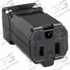 HUBBELL Straight Blade Connector: 5-15R, 125V AC, 15 A, 2 Pole, 3 Wire, Black (MPN HBL5969VBLK)