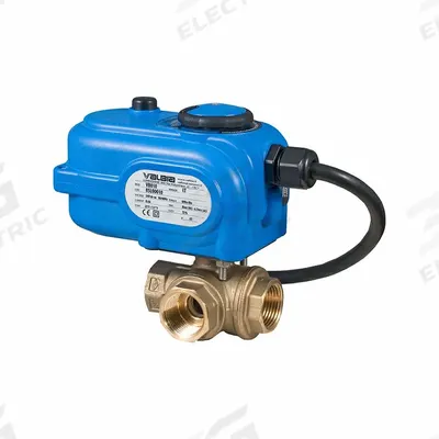 BONOMI Electrically Actuated Three-Way Ball Valve: 3/8 in, Brass, 100 to 240V AC - T-Port Brass Electrically-Actuated Ball Valves