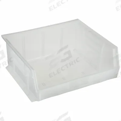 QUANTUM STORAGE SYSTEMS Hang and Stack Bin: 16 1/2 in x 14 3/4 in x 7 in, Clear - Clearview Plastic Bins