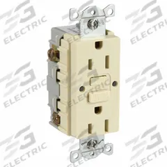HUBBELL GFCI Receptacle: Duplex, 5-15, Ivory, GFCI, 125V AC, 15 A, 2 Pole / 3 Wire (MPN GFRWR15I)