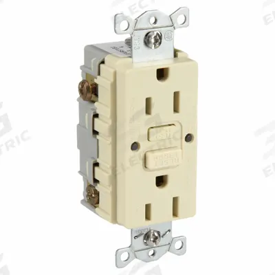 HUBBELL GFCI Receptacle: Duplex, 5-15, Ivory, GFCI, 125V AC, 15 A, 2 Pole / 3 Wire (MPN GFRWR15I) - General Purpose Receptacles