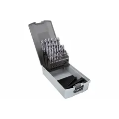 APPROVED VENDOR Jobber Length Drill Bit Set: 29 Pc, 1/16" to 1/2" by 64ths, 118° 4-Facet Point (MPN 450-000029B). Key specifications — attr1236168: Box.