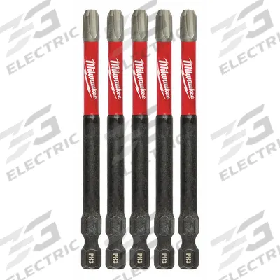 MILWAUKEE Driver Bit: Power Bit, Imperial, PH3 Bit Industry Size, #3 Bit Size, Std - Impact Bits