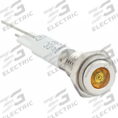 APPROVED VENDOR Flush Panel Light: 6 mm Panel Mounting Hole Dia, LED, Yellow, Flush Head, H06 (MPN 24M038). Key specifications — Brand: APPROVED VENDOR; Electrical Connection: Lead for Soldering.