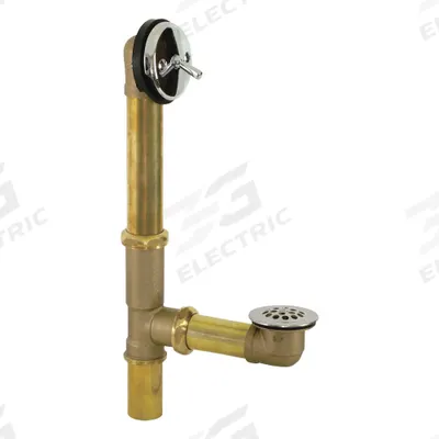 APPROVED VENDOR Shower Drain: Stainless Steel, Chrome, 1 1/2 in Overall Dia, Trip Lever - Bathtub Drain & Overflow Kits