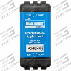 BUSSMANN Fuse: Class CF, FCF Series, Fast-Acting, 60 A, 600 V AC, 600 V DC, Non-Indicating (MPN FCF60RN). Key specifications — Brand: BUSSMANN; Series: FCF.