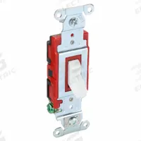 BRYANT Wall Switch: Toggle Switch, Single Pole, Maintained, White, 120/277V AC, 20 A (MPN 4901BW). Key specifications — Illuminated: No; Voltage Rating: 120/277V AC.