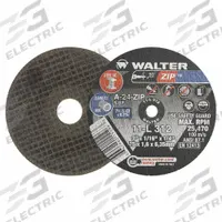 WALTER Abrasive Cut-Off Wheel: Type 1, 3" x 1/16" x 1/4", Aluminum Oxide, 24 Grit, ZIP (MPN 11L312). Key specifications — Series: ZIP; Brand: WALTER SURFACE TECHNOLOGIES.