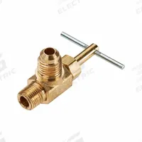 PARKER Needle Valve: Angle Valve Body, Brass, Screw-In Bonnet, 1/4 in Pipe Size, Flare x MIP, Flare (MPN NV101F-6-4). Key specifications — For Media: Water; Standards: RoHS; Brand: PARKER; Valve Series: NV; Connection Gender - Side 2: Male; Connection Type - Side 1: Flare; Connection Type - Side 2: IPS; Connection Type: Flare x MIP.