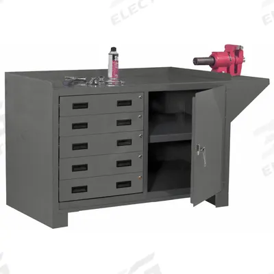 DURHAM MFG Cabinet Workbench: Steel, 48 in x 24 in, 2,000 lb Overall Load Capacity - Cabinet Benches with Drawers & Shelves