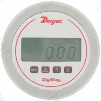 DWYER Digital Differential Pressure Gauge: DM-1000, 0.125 in Tubing, Center Back, 5 in Dial, 4X, 4X (MPN DM-1205). Key specifications — Case Material: Glass-Filled Plastic; Series: DM-1000; Pressure Measuring Units: psi; Brand: DWYER; Process Connection Location: Center Back; Over-Pressure Limit: 100% Full Scale; Accuracy: ±1.00%; NEMA Enclosure Rating: 4X.