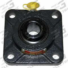 SEALMASTER 4 Bolt Flange Bearing: Radial Ball, 1 1/8 in Bore, Cast Iron, Set Screws, 4 1/4 in Lg (MPN SF-18). Key specifications — Bore Type: Cylindrical; Brand: SEALMASTER; Lubricant Material: NLGI #2 Equivalent; Mounting Bolt Size: 7/16 in; System of Measurement: Inch.