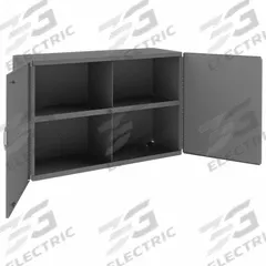 DURHAM MFG Storage Cabinet: 34 in x 12 1/2 in x 24 in, Solid, Swing Handle & Padlock Hasp, Gray (MPN 338-95). Key specifications — Duty Rating: Medium Duty; Cabinet Material: Steel; Assembled: Assembled; Cabinet Color: Gray; Brand: DURHAM MFG.