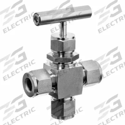 USA INDUSTRIALS Needle Valve: 3-Way Valve Body, 316 Stainless Steel, Screw-In Bonnet - Stainless Steel 3-Way Needle Valves
